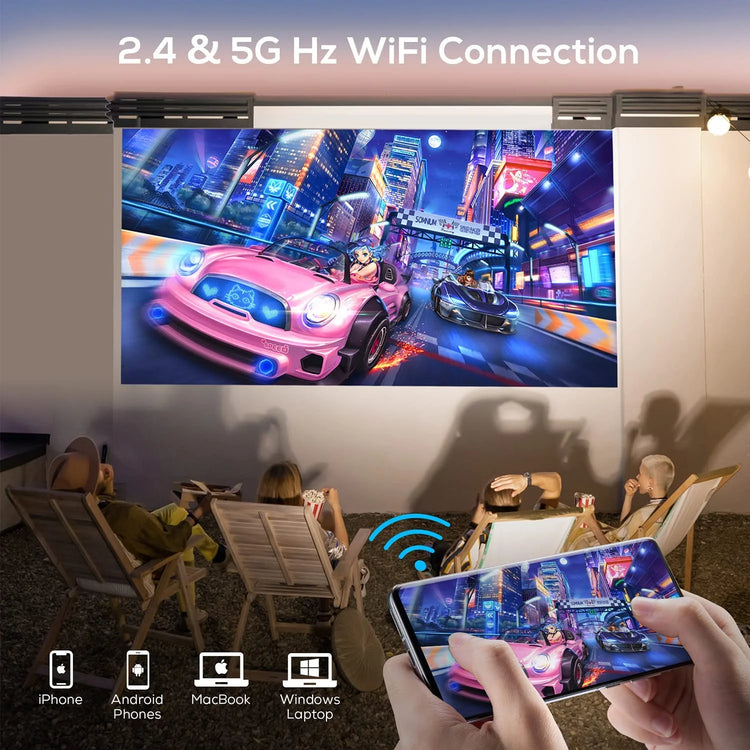 Ipl310 1080P Native Projector with 5G Wifi & Bluetooth 5.2, 9000 Lumens LED, 4K Supported, 180" Display, Portable Home Theater Projector with Carry Bag