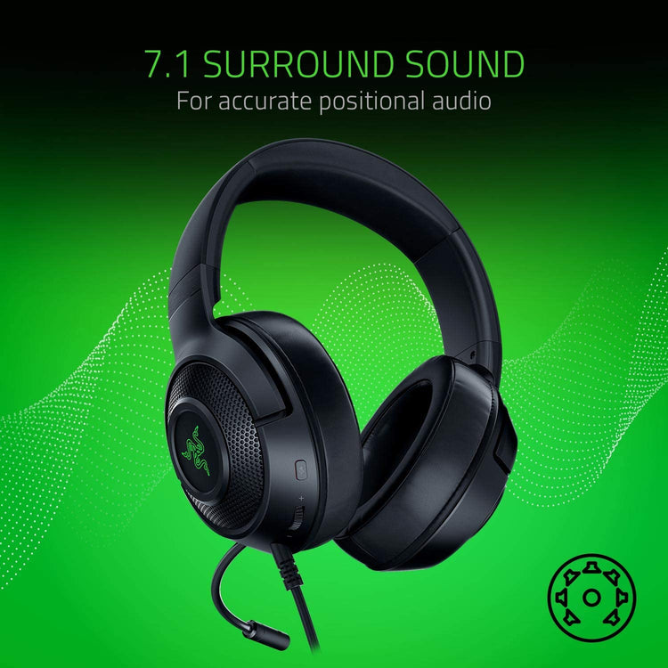 Kraken X USB Ultralight Gaming Headset: 7.1 Surround Sound - Lightweight Frame- for PC - Classic Black + Base Station V2 Chroma