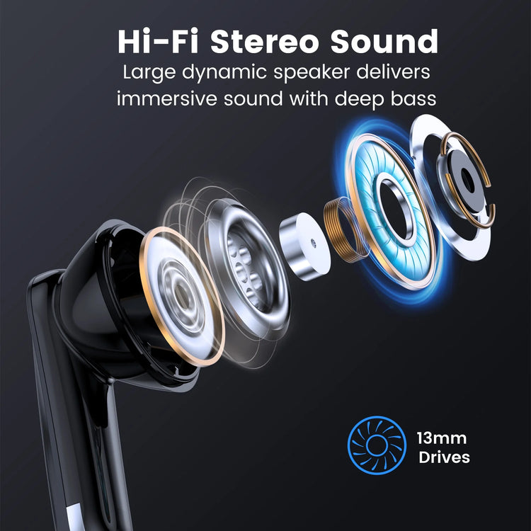 P91 Wireless Earbuds, Bluetooth Headphones V5.4 Stereo Ear Buds with Noise Cancelling Mics, 60H Playback Mini Case with Dual LED Display, IP7 Waterproof In-Ear Earphones for Android Ios