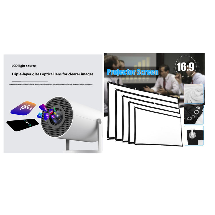 Portable Projector Small Straight Projector for Home Use 180 Degrees Projection Angle Automatic Focus Home Video Projector