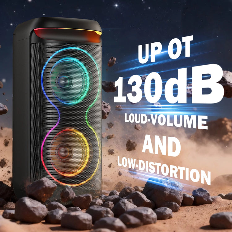 Large Party Speaker, Bluetooth Speaker with Dazzling Rgb Light, Two 6.5'' Subwoofer, T20