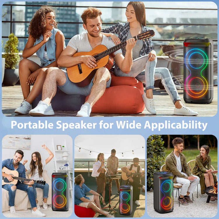 Large Party Speaker, Bluetooth Speaker with Dazzling Rgb Light, Two 6.5'' Subwoofer, T20