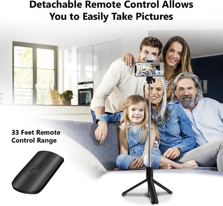 Cmybabee Selfie Stick, Tripod, 40In Retractable Selfie Stick Tripod with Remote, 2 Level Fill Light, Selfie Tripod for Iphone Android